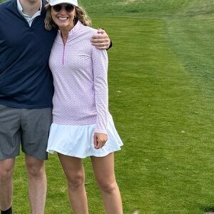 Women’s White and Purple Golf Pullover